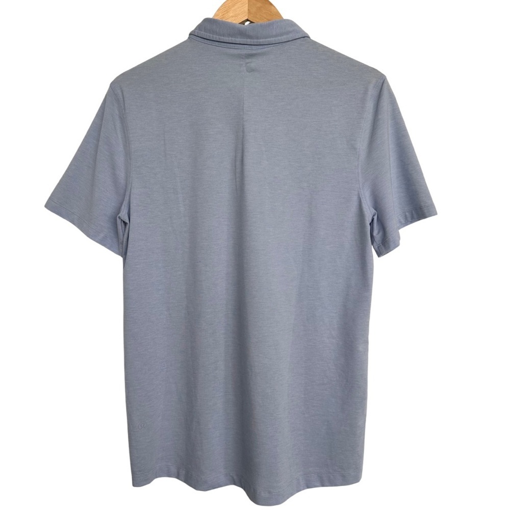 Lululemon Evolution Short Sleeve Light Blue Polo Shirt SZ Medium Casual Golf EUC - Picture 7 of 7